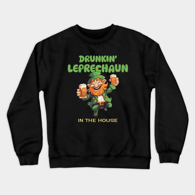 Drunk Leprechaun St Paddys Day Crewneck Sweatshirt by Tip Top Tee's